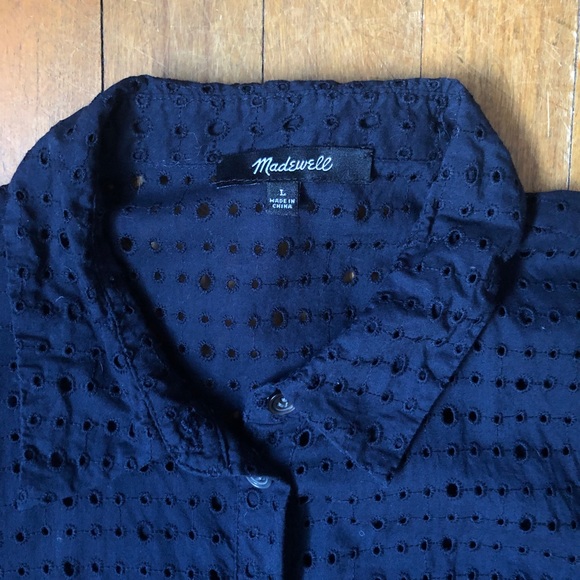 Madewell Burton Down Eyelet Swing Top - Navy - Picture 3 of 3